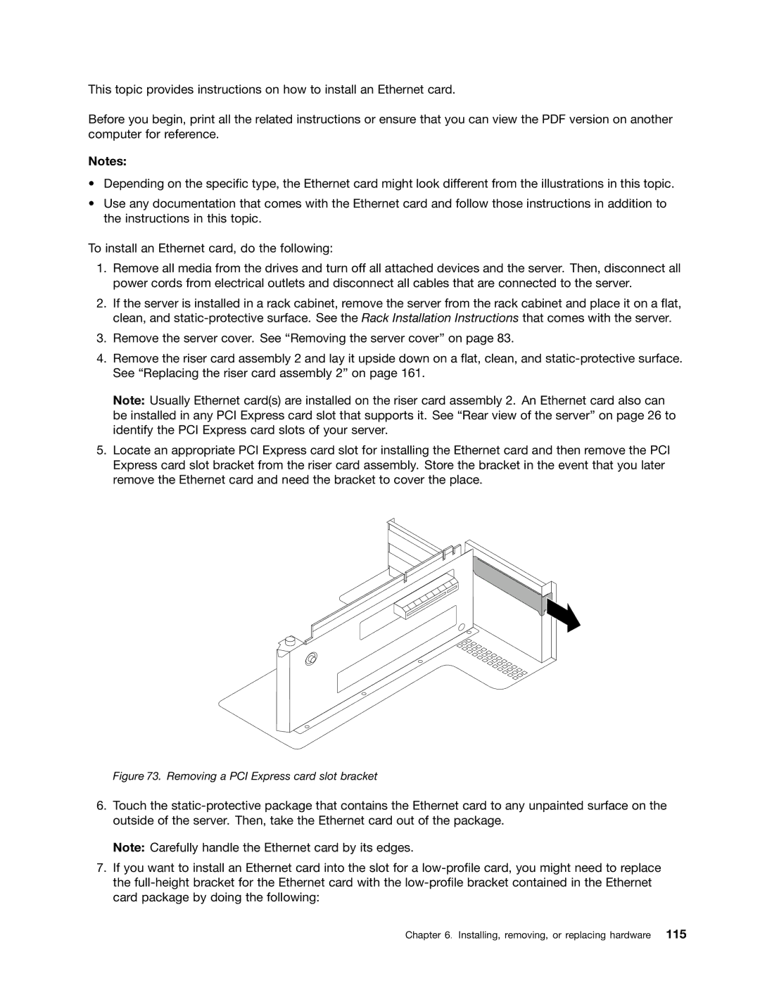 Lenovo RD430 manual Removing a PCI Express card slot bracket 