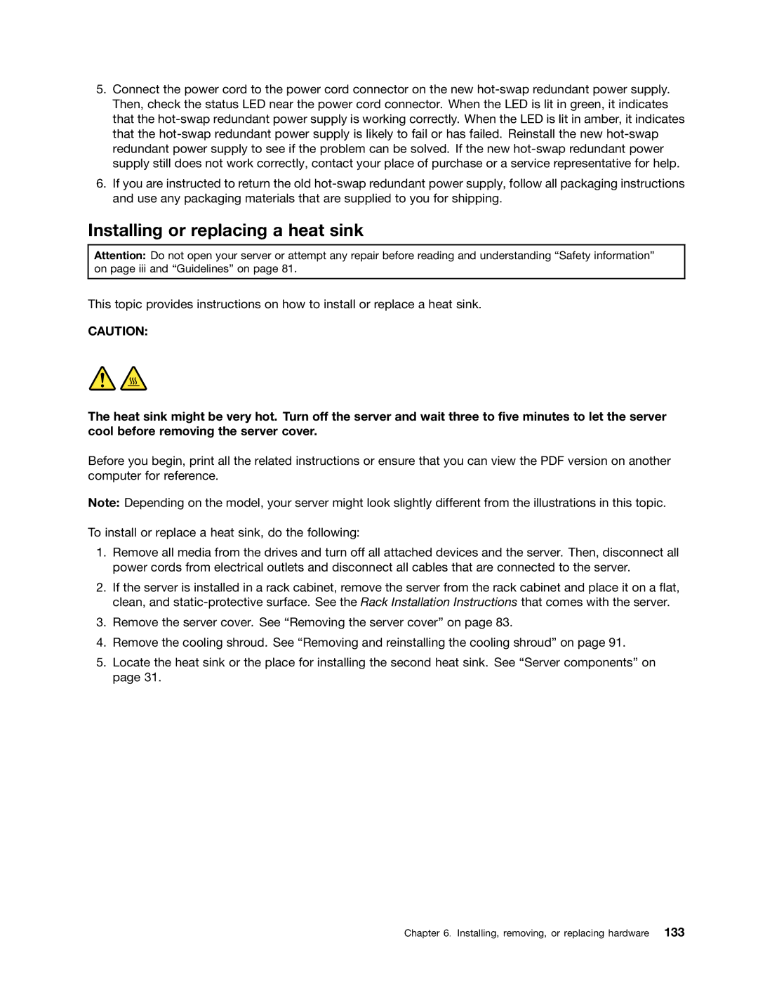 Lenovo RD430 manual Installing or replacing a heat sink 