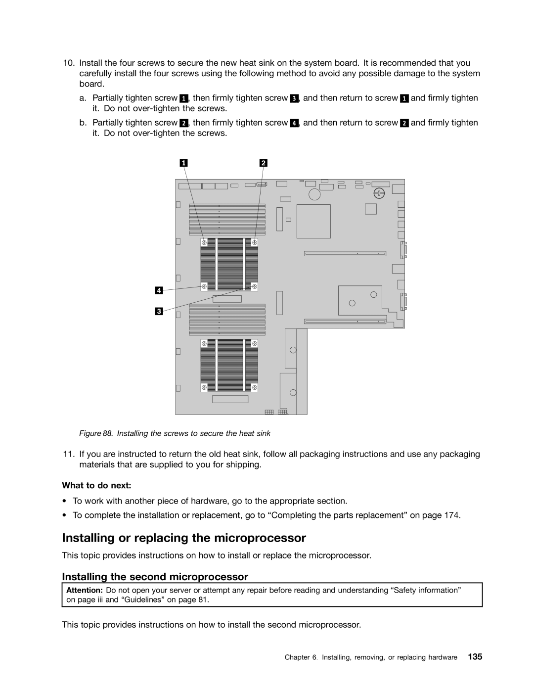 Lenovo RD430 manual Installing or replacing the microprocessor, Installing the second microprocessor 