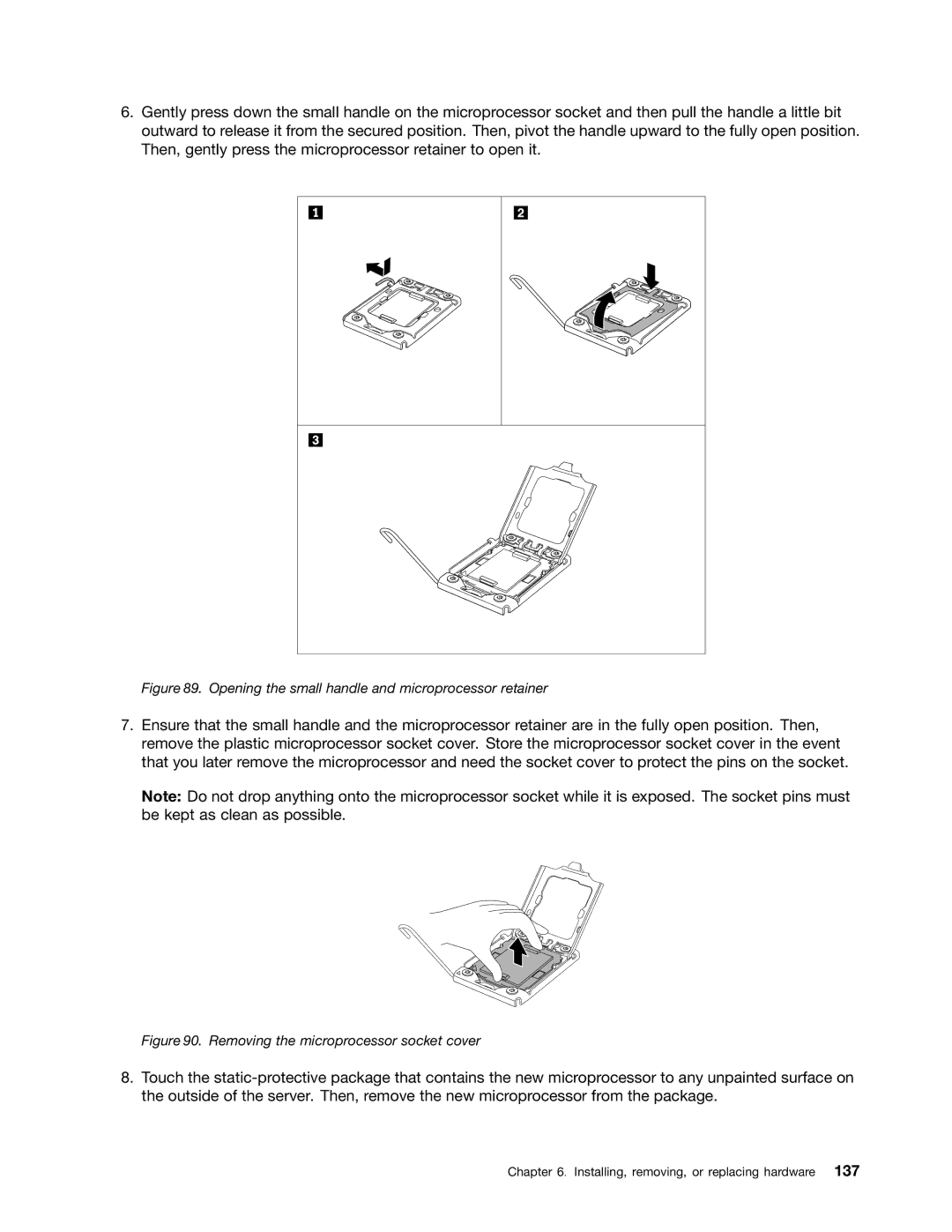 Lenovo RD430 manual Opening the small handle and microprocessor retainer 