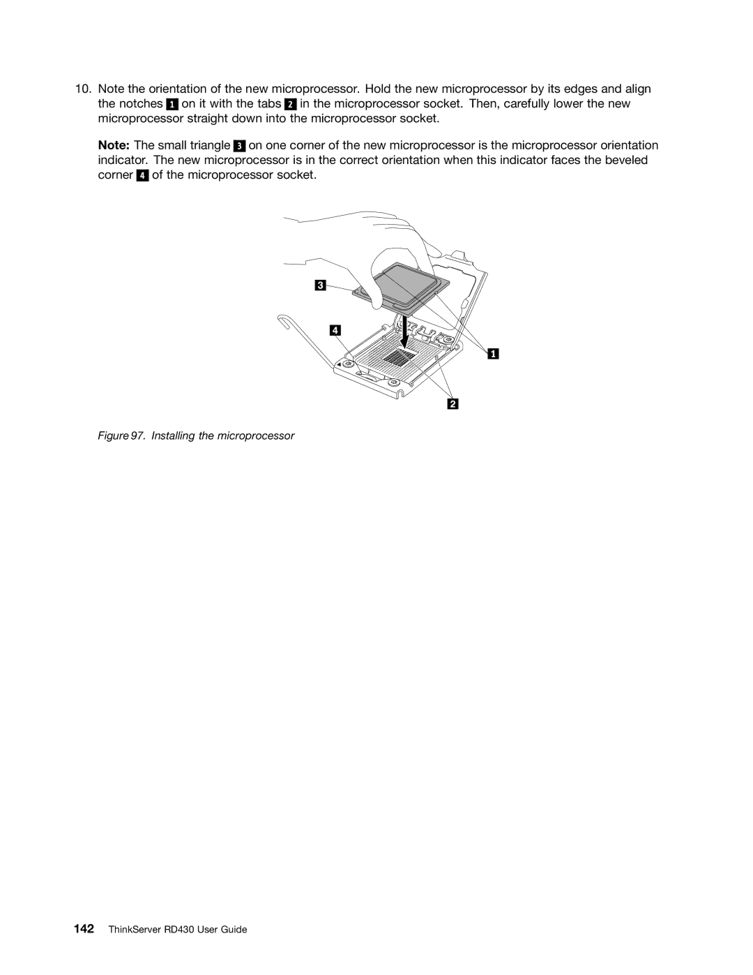 Lenovo RD430 manual Installing the microprocessor 