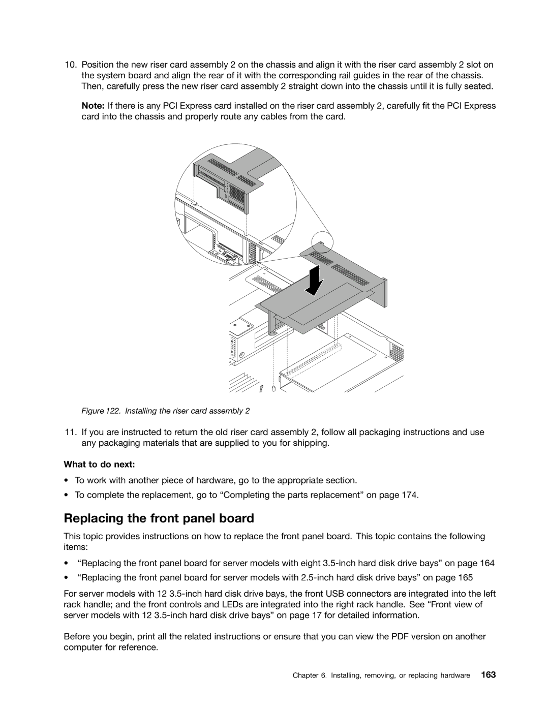 Lenovo RD430 manual Replacing the front panel board 