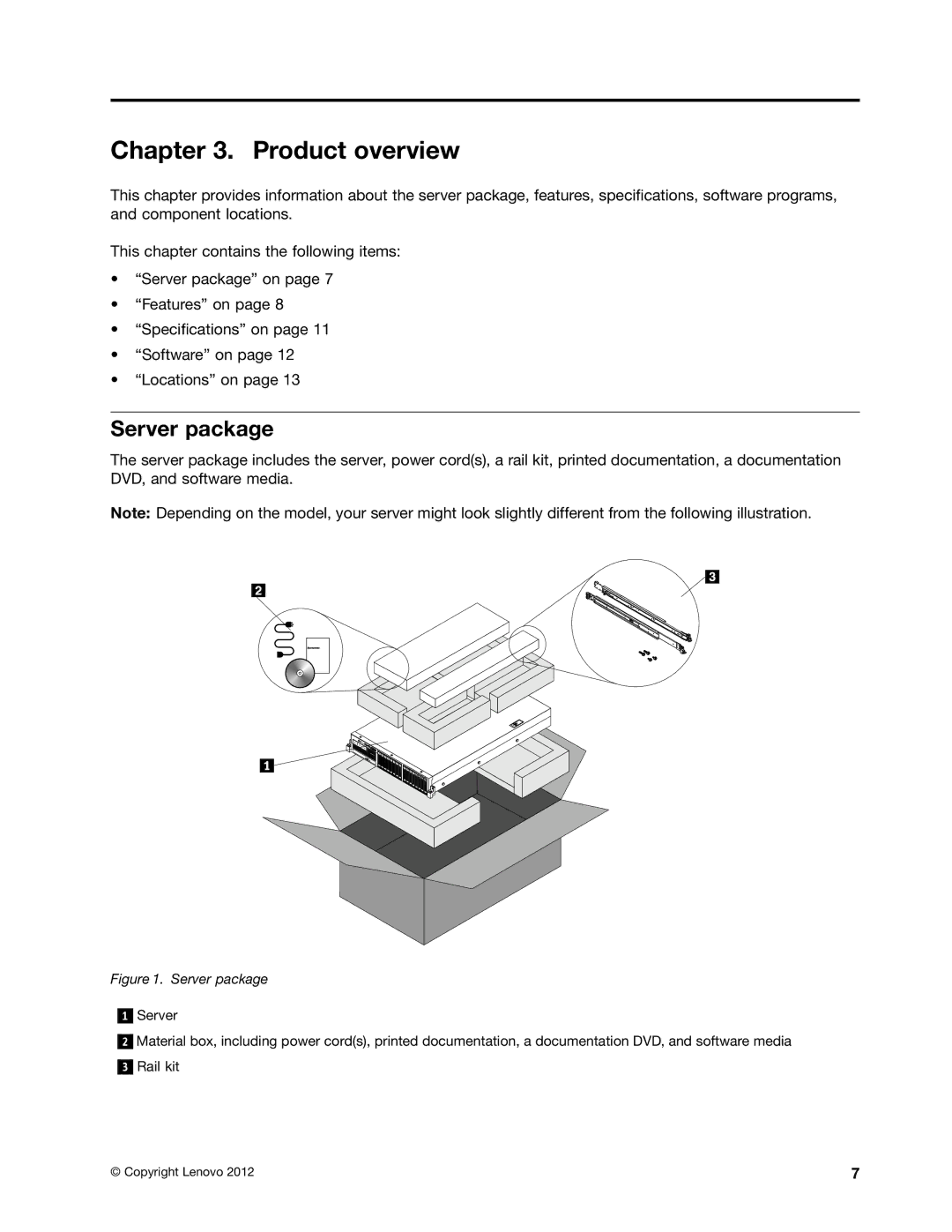 Lenovo RD430 manual Product overview, Server package 