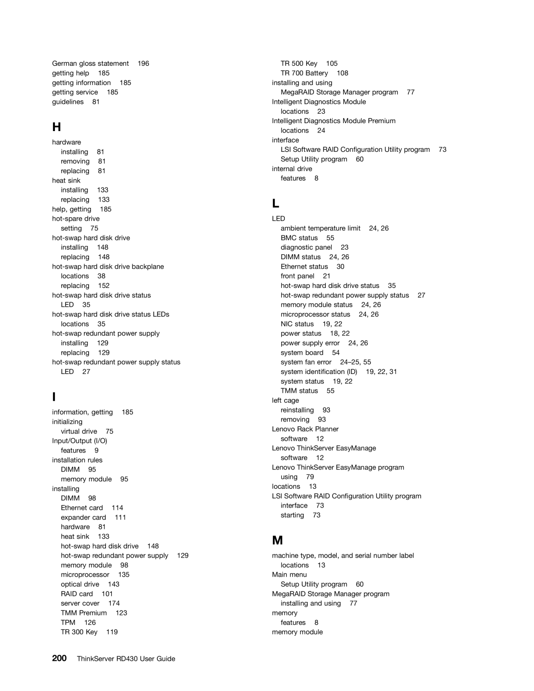 Lenovo RD430 manual Tpm 