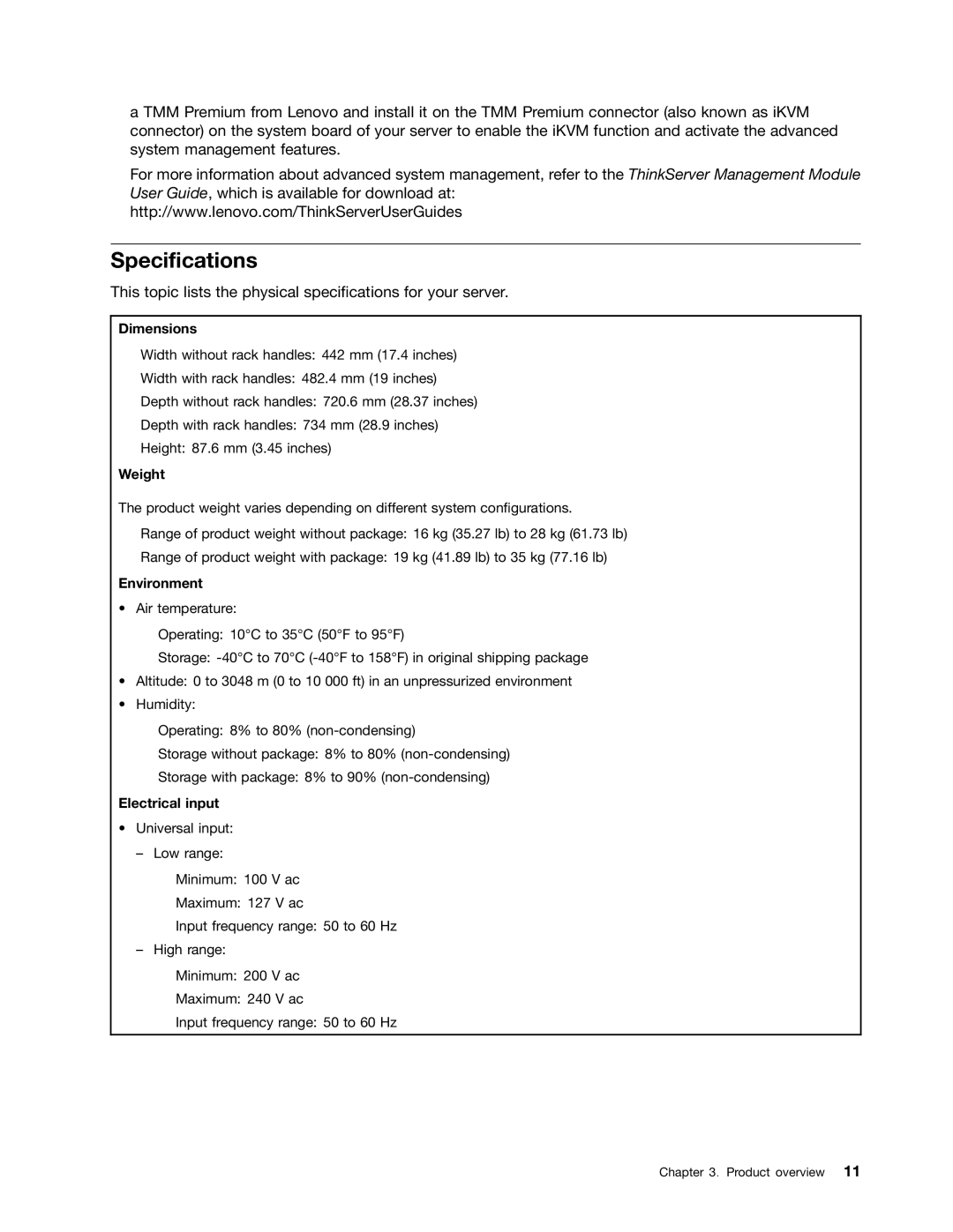 Lenovo RD430 manual Specifications, Dimensions 