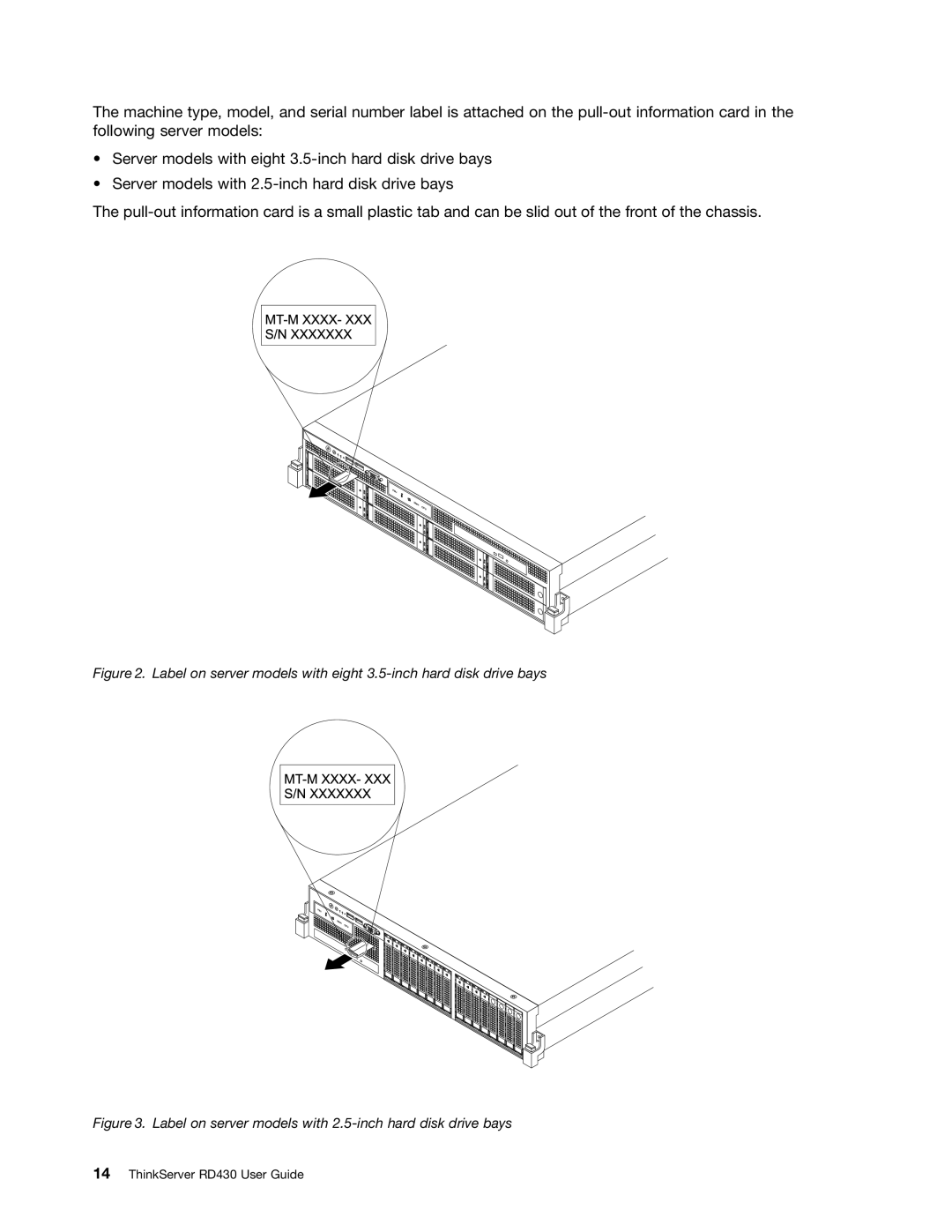 Lenovo RD430 manual Label on server models with 2.5-inch hard disk drive bays 