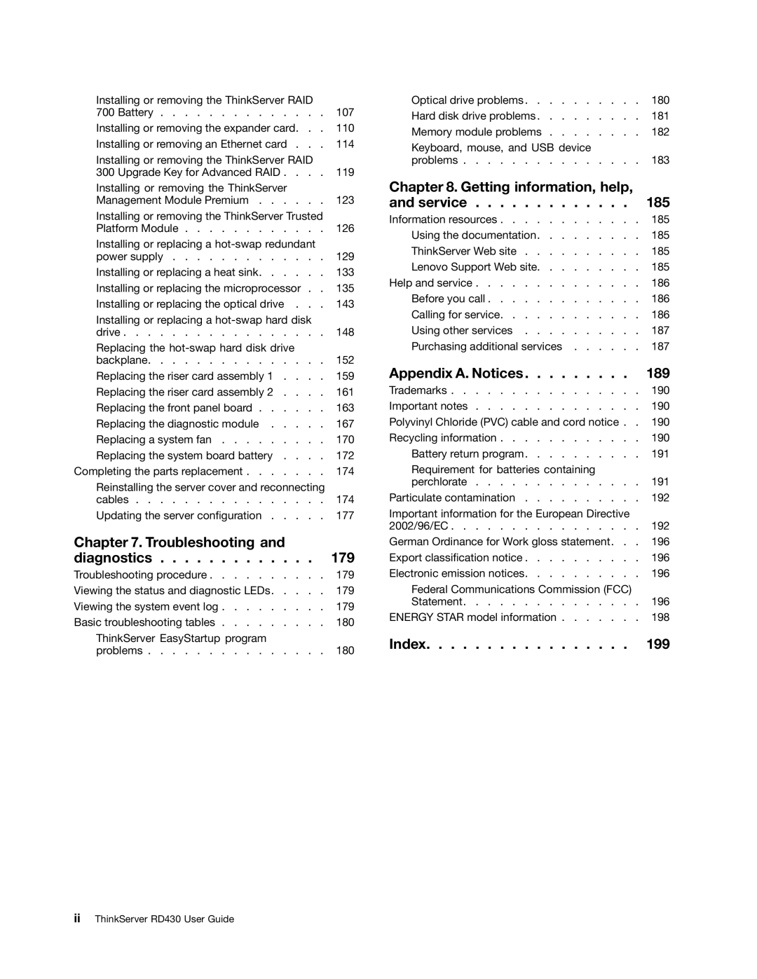 Lenovo RD430 manual Index 199 