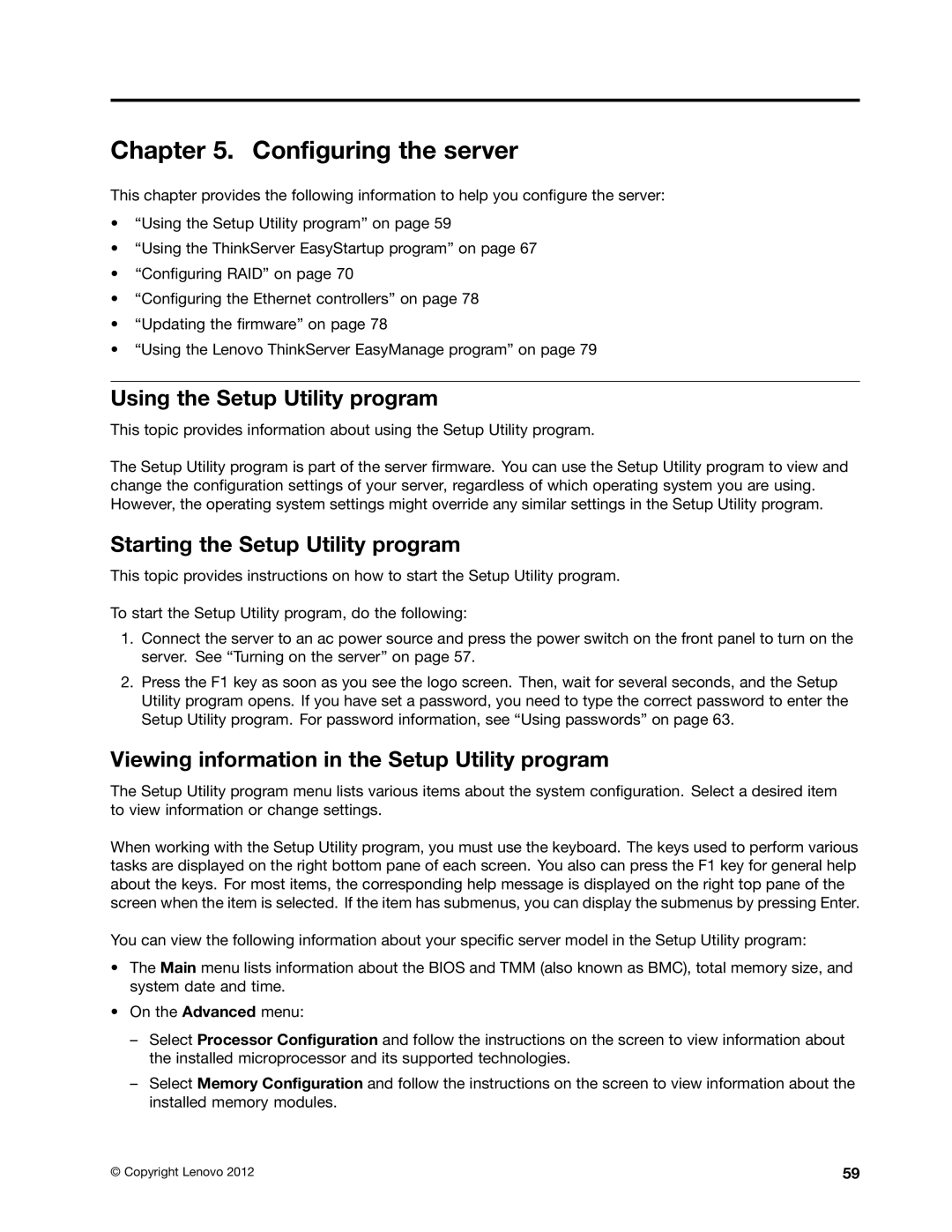 Lenovo RD430 manual Using the Setup Utility program, Starting the Setup Utility program 