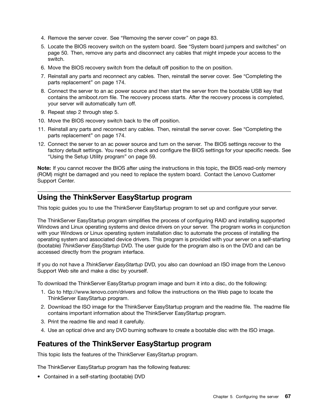 Lenovo RD430 manual Using the ThinkServer EasyStartup program, Features of the ThinkServer EasyStartup program 