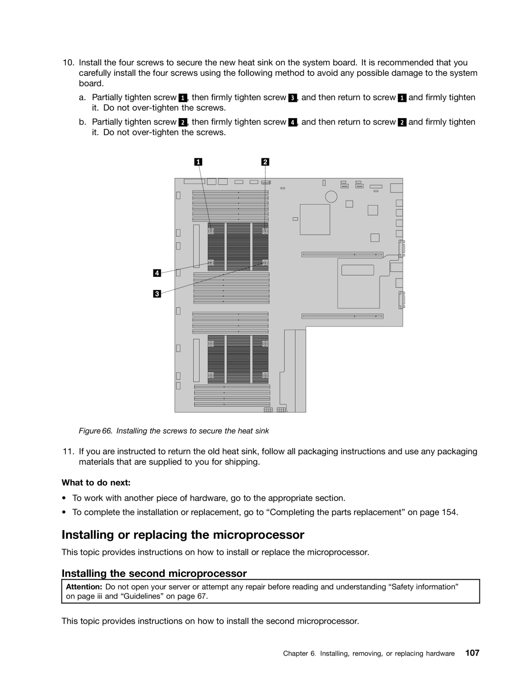 Lenovo RD540 manual Installing or replacing the microprocessor, Installing the second microprocessor 