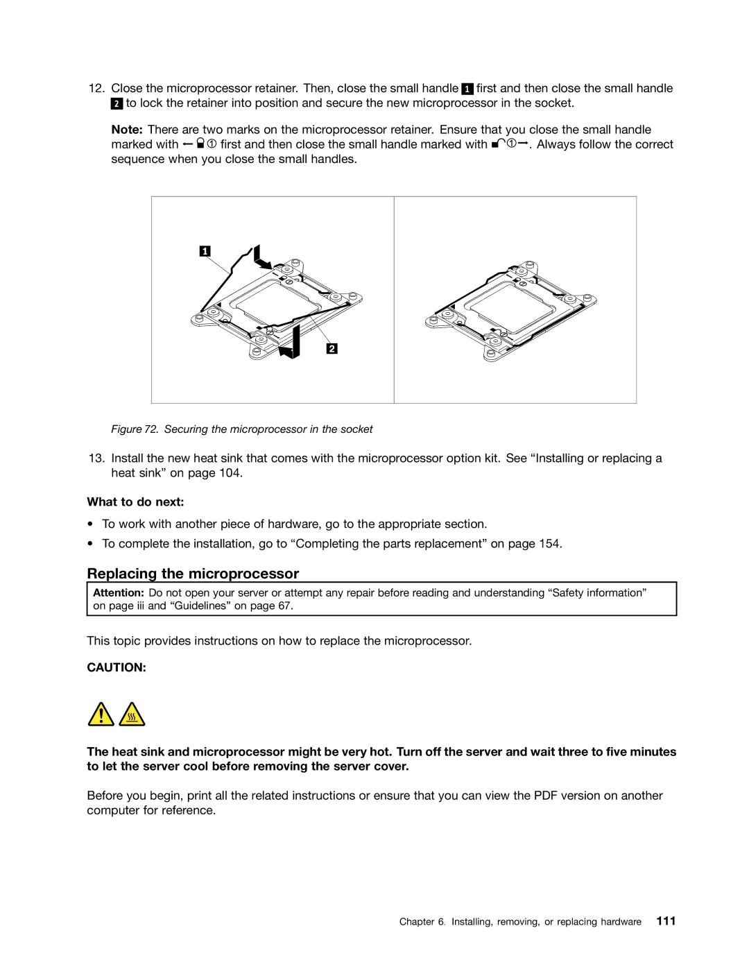 Lenovo RD540 manual Replacing the microprocessor, Securing the microprocessor in the socket 