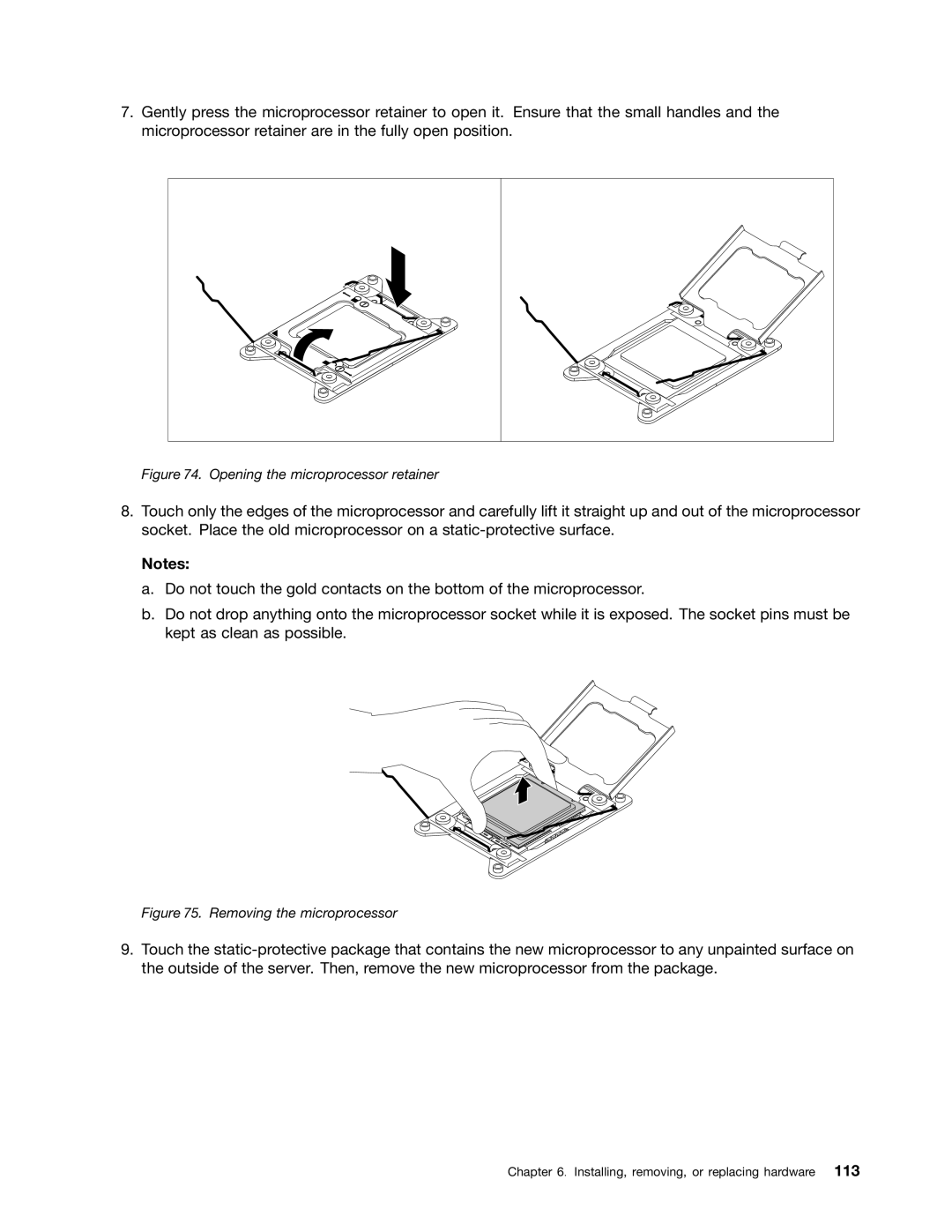 Lenovo RD540 manual Removing the microprocessor 