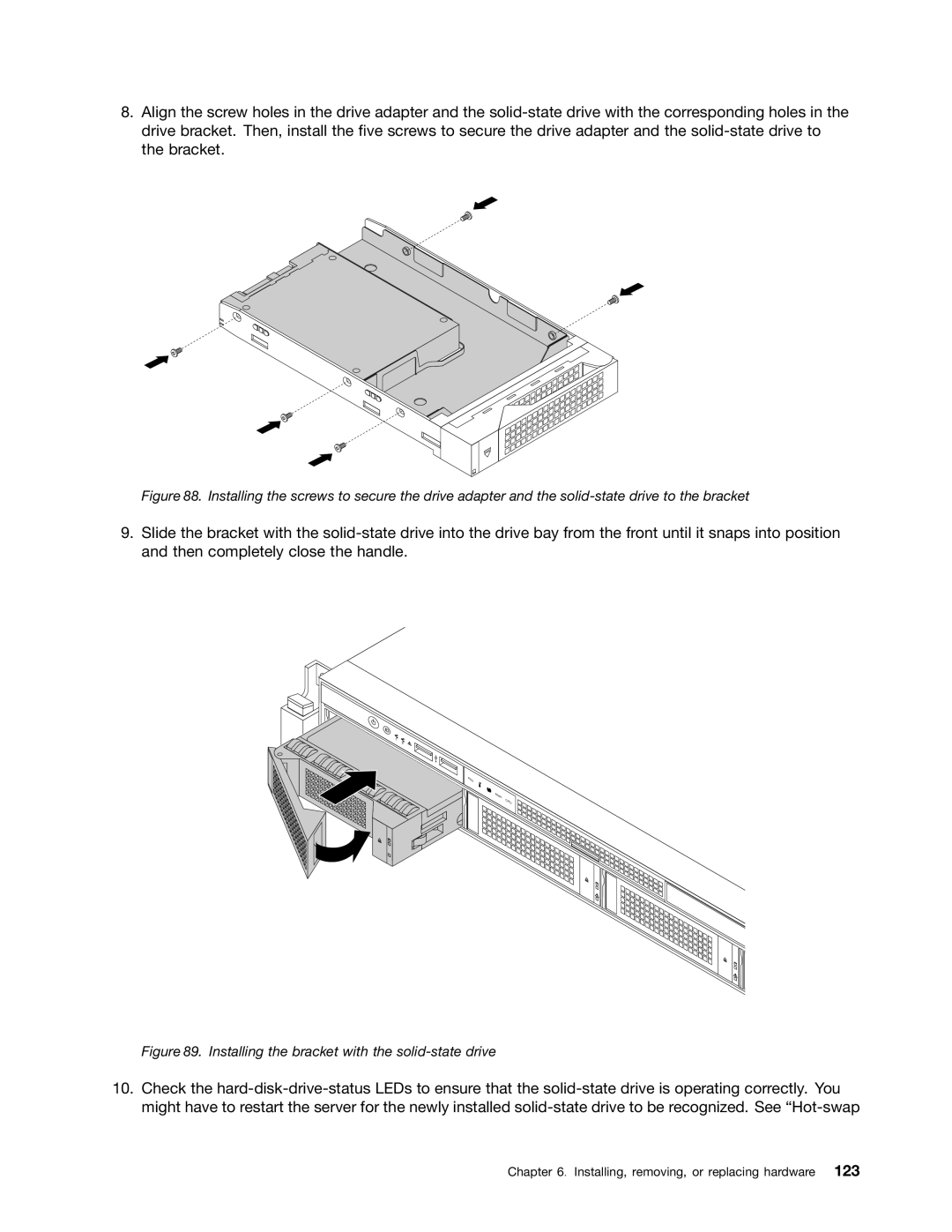 Lenovo RD540 manual Installing the bracket with the solid-state drive 