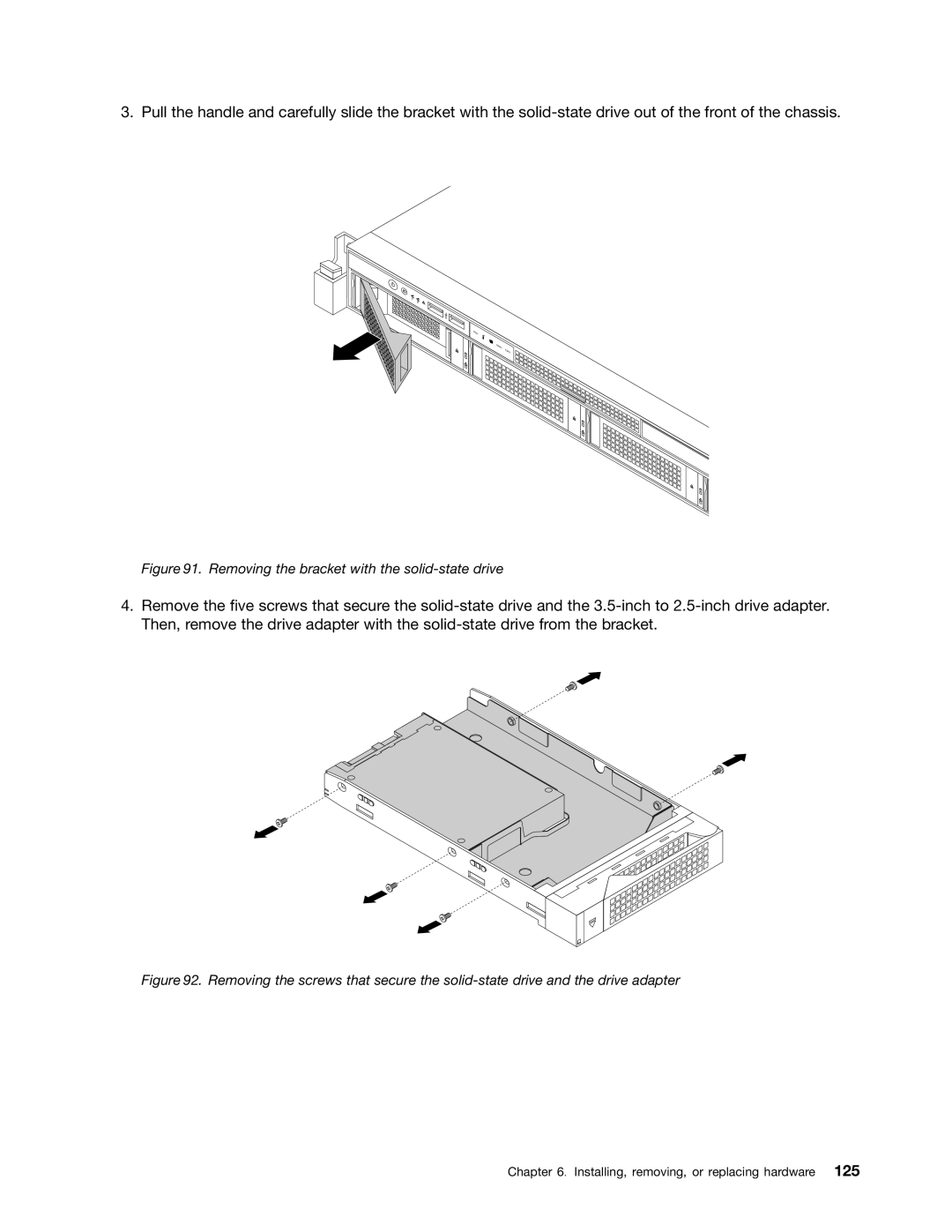 Lenovo RD540 manual Removing the bracket with the solid-state drive 