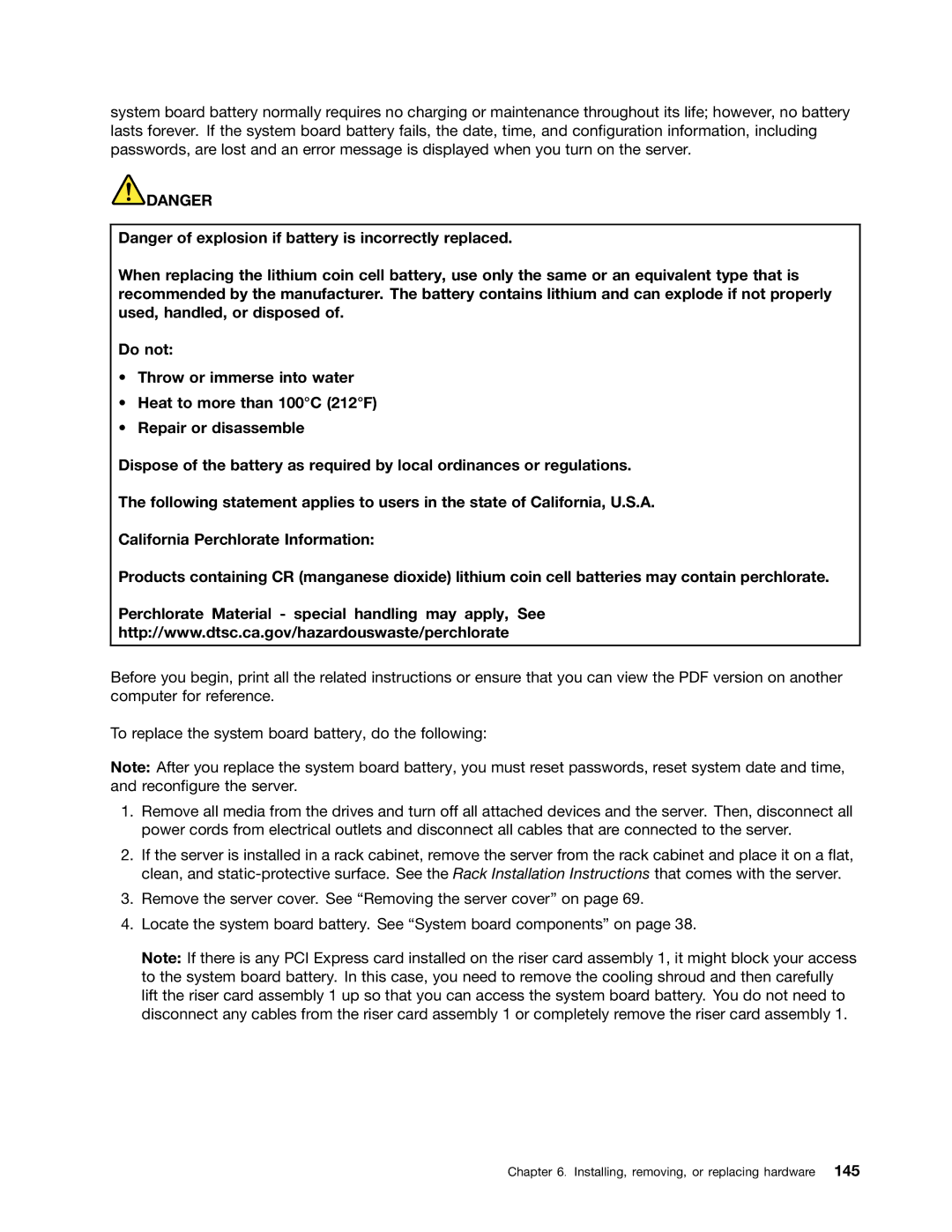 Lenovo RD540 manual Installing, removing, or replacing hardware 