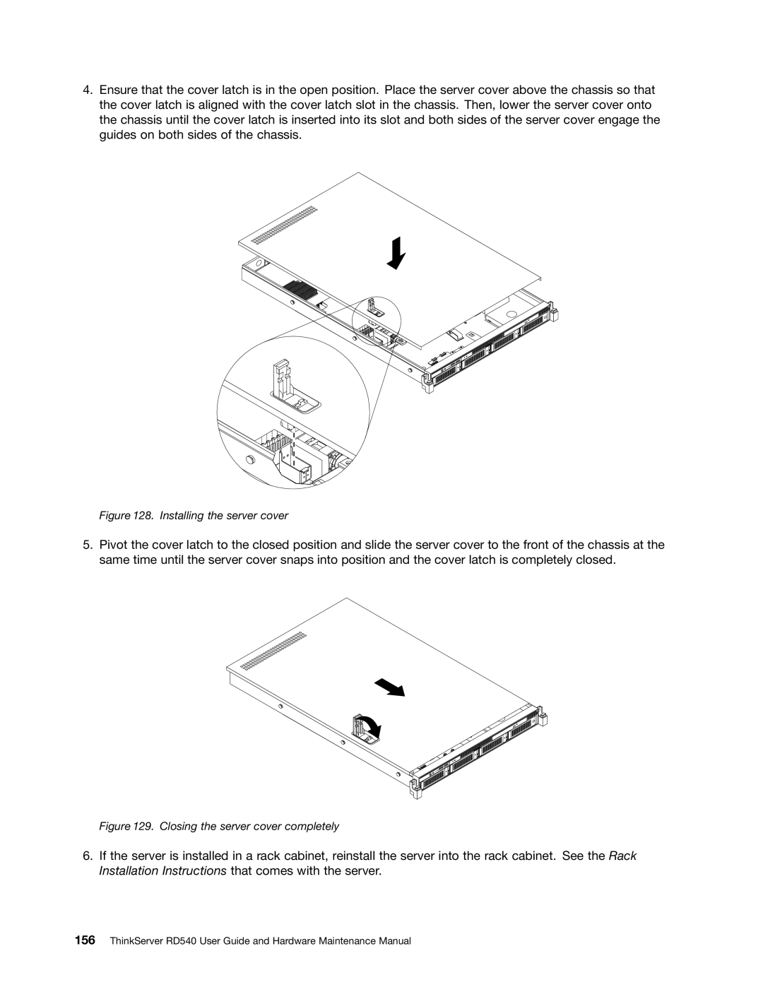 Lenovo RD540 manual Installing the server cover 