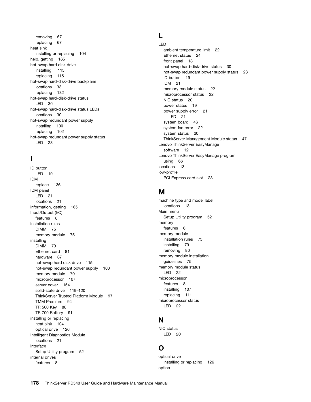 Lenovo RD540 manual Led Idm 