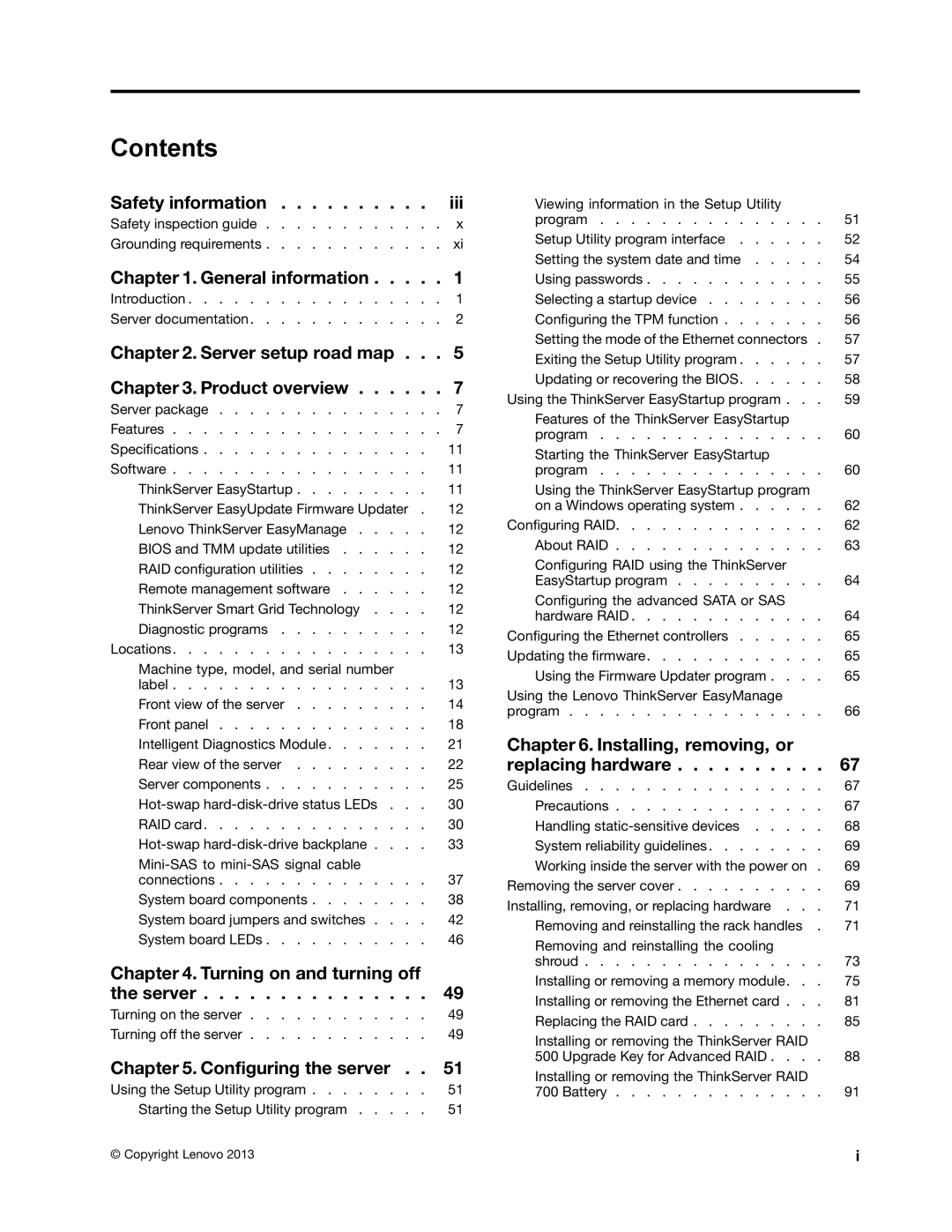 Lenovo RD540 manual Contents 