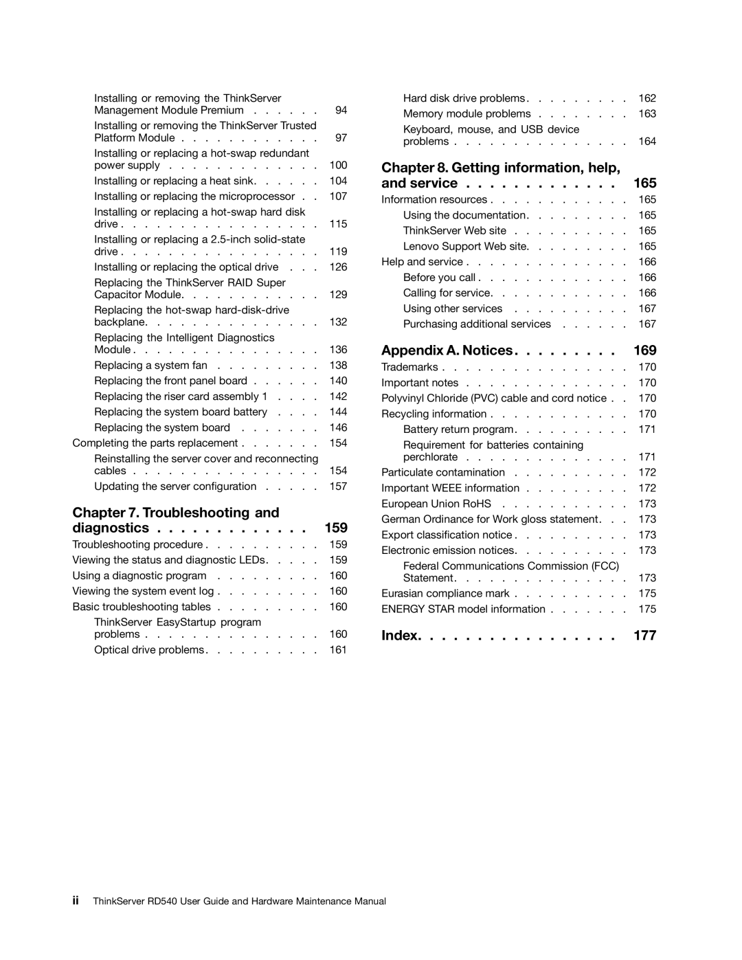 Lenovo RD540 manual Index 177 