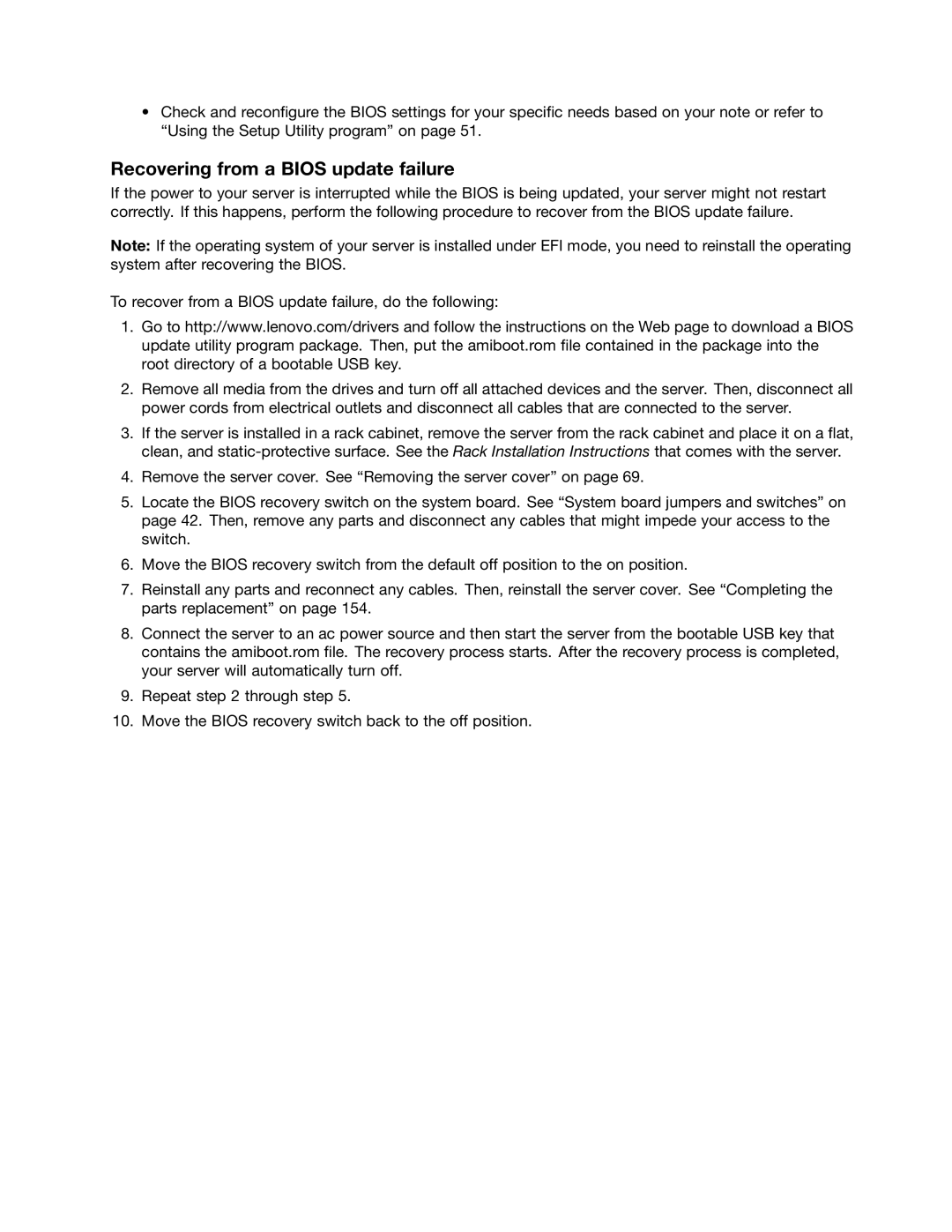 Lenovo RD540 manual Using the ThinkServer EasyStartup program, Recovering from a Bios update failure 