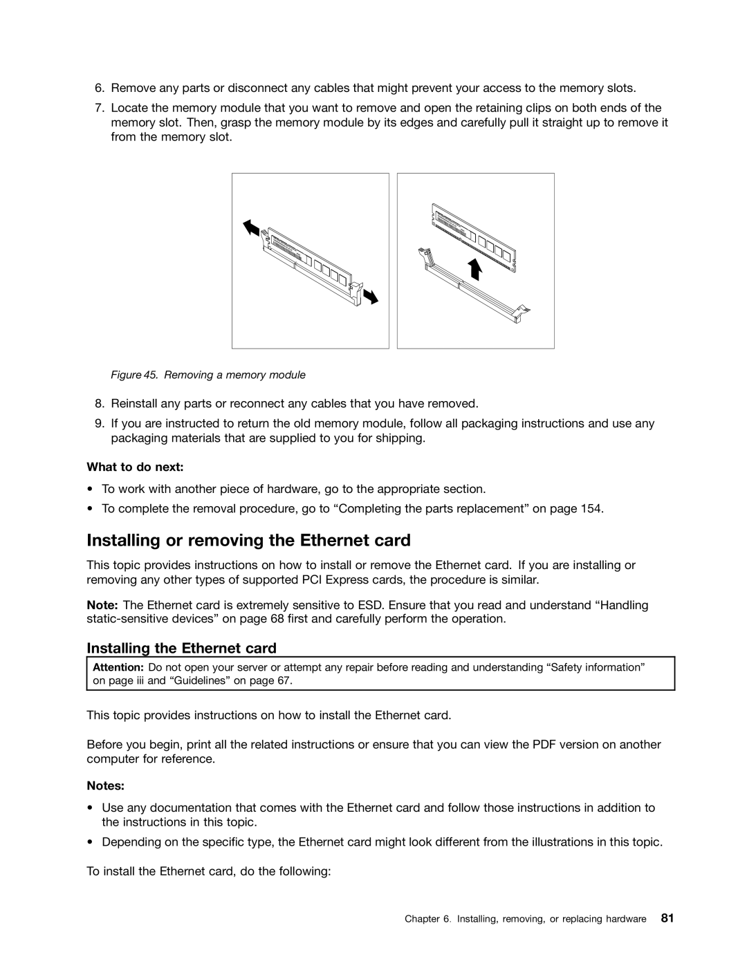 Lenovo RD540 manual Installing or removing the Ethernet card, Installing the Ethernet card 