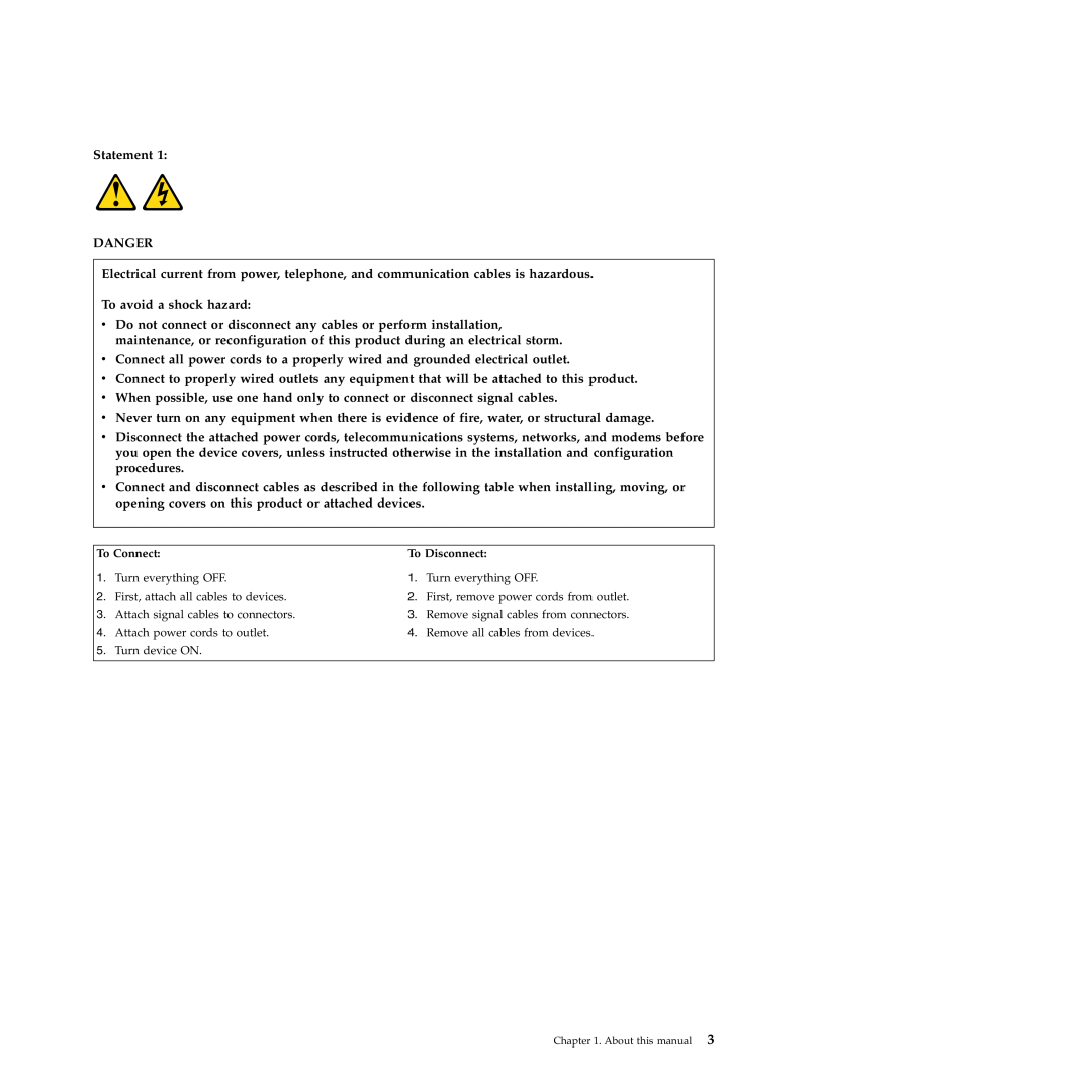 Lenovo RS210 manual Statement DANGER, To avoid a shock hazard 