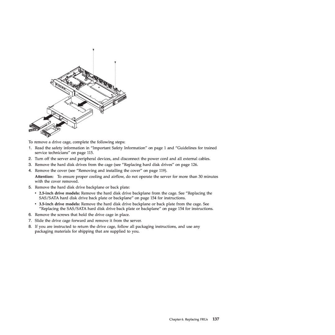 Lenovo RS210 manual To remove a drive cage, complete the following steps 