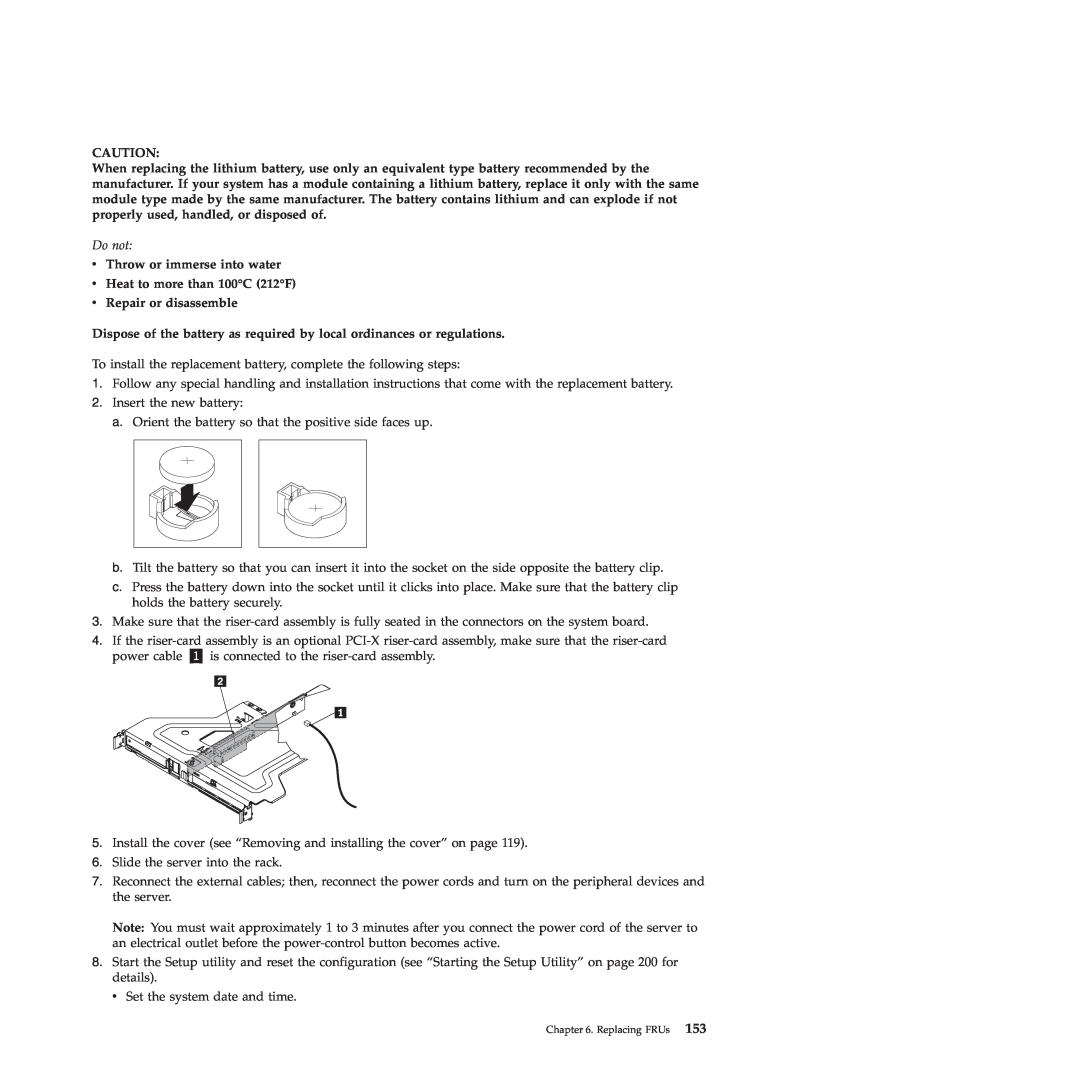 Lenovo RS210 manual Do not, v Throw or immerse into water v Heat to more than 100C 212F, v Repair or disassemble 
