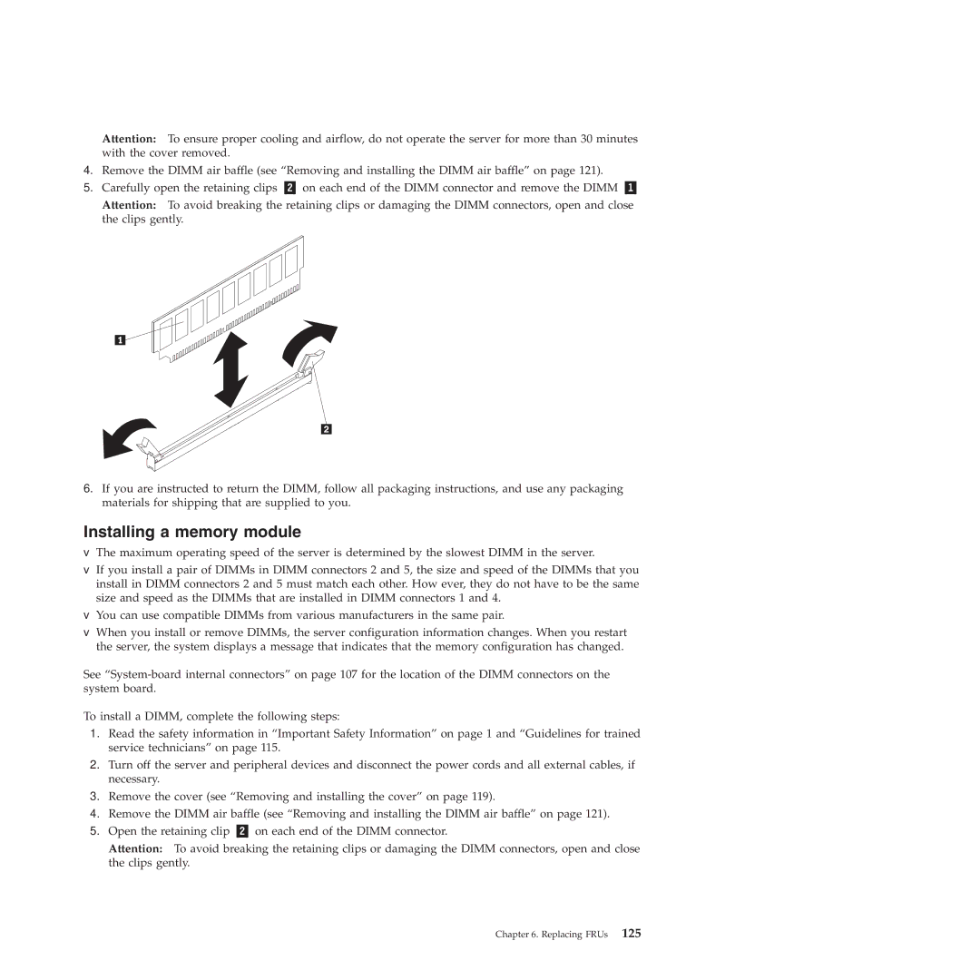 Lenovo RS210 manual Installing a memory module 