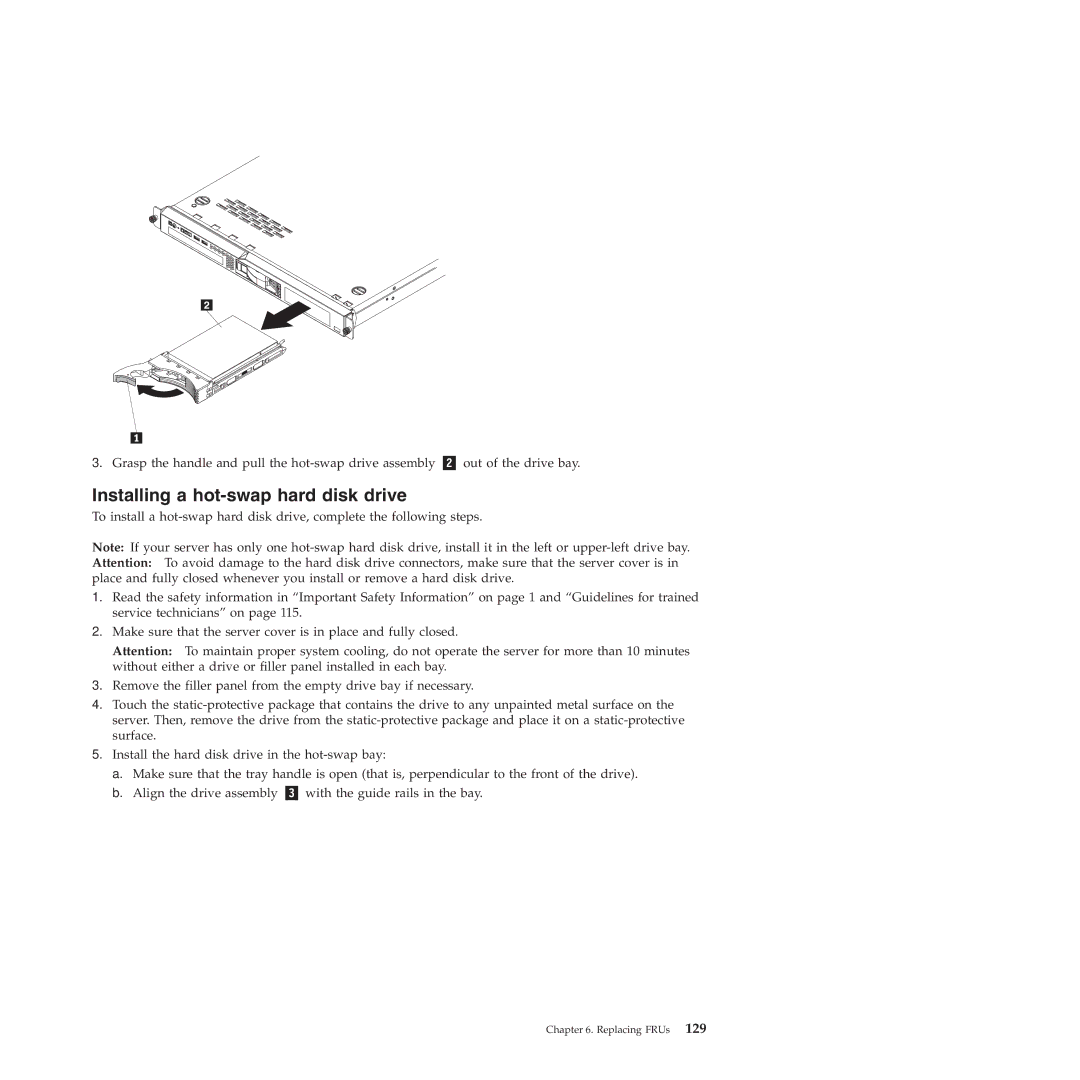 Lenovo RS210 manual Installing a hot-swap hard disk drive 