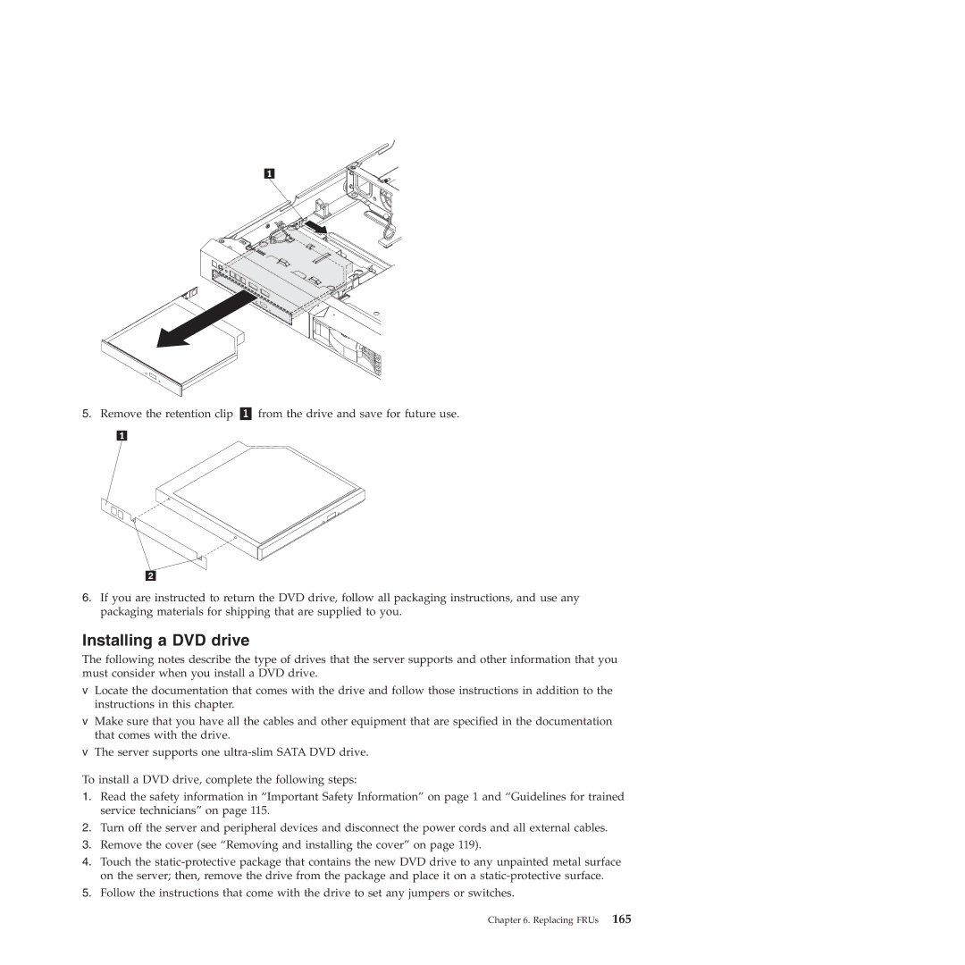 Lenovo RS210 manual Installing a DVD drive 