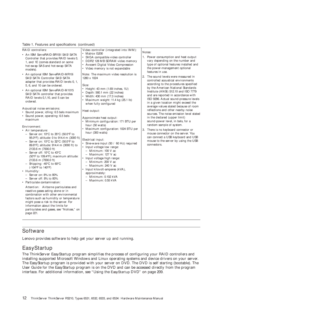 Lenovo RS210 manual Software, EasyStartup 