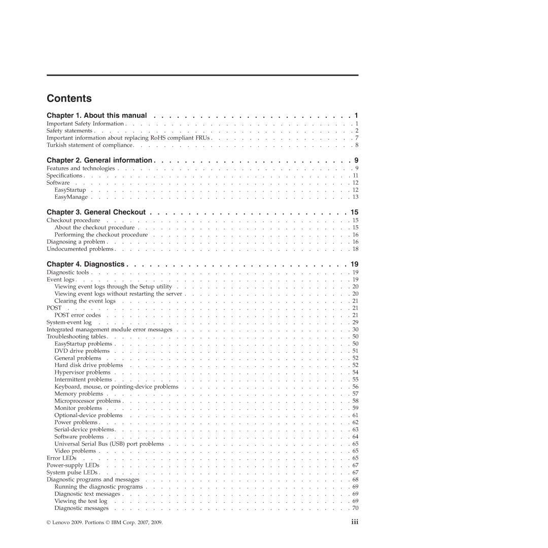 Lenovo RS210 manual Contents 