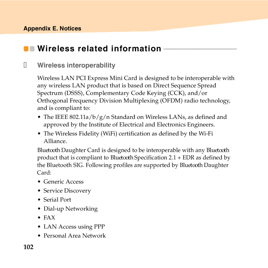 Lenovo S10-2 manual „ Wireless interoperability, 102 