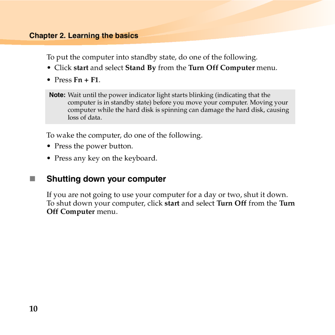 Lenovo S10-2 manual „ Shutting down your computer 