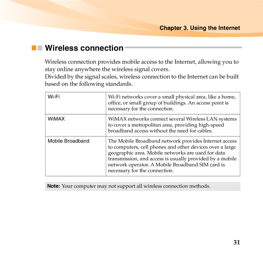 Lenovo S10-2 manual Wireless connection 