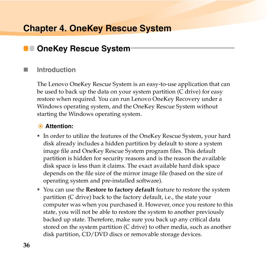 Lenovo S10-2 manual OneKey Rescue System, „ Introduction 