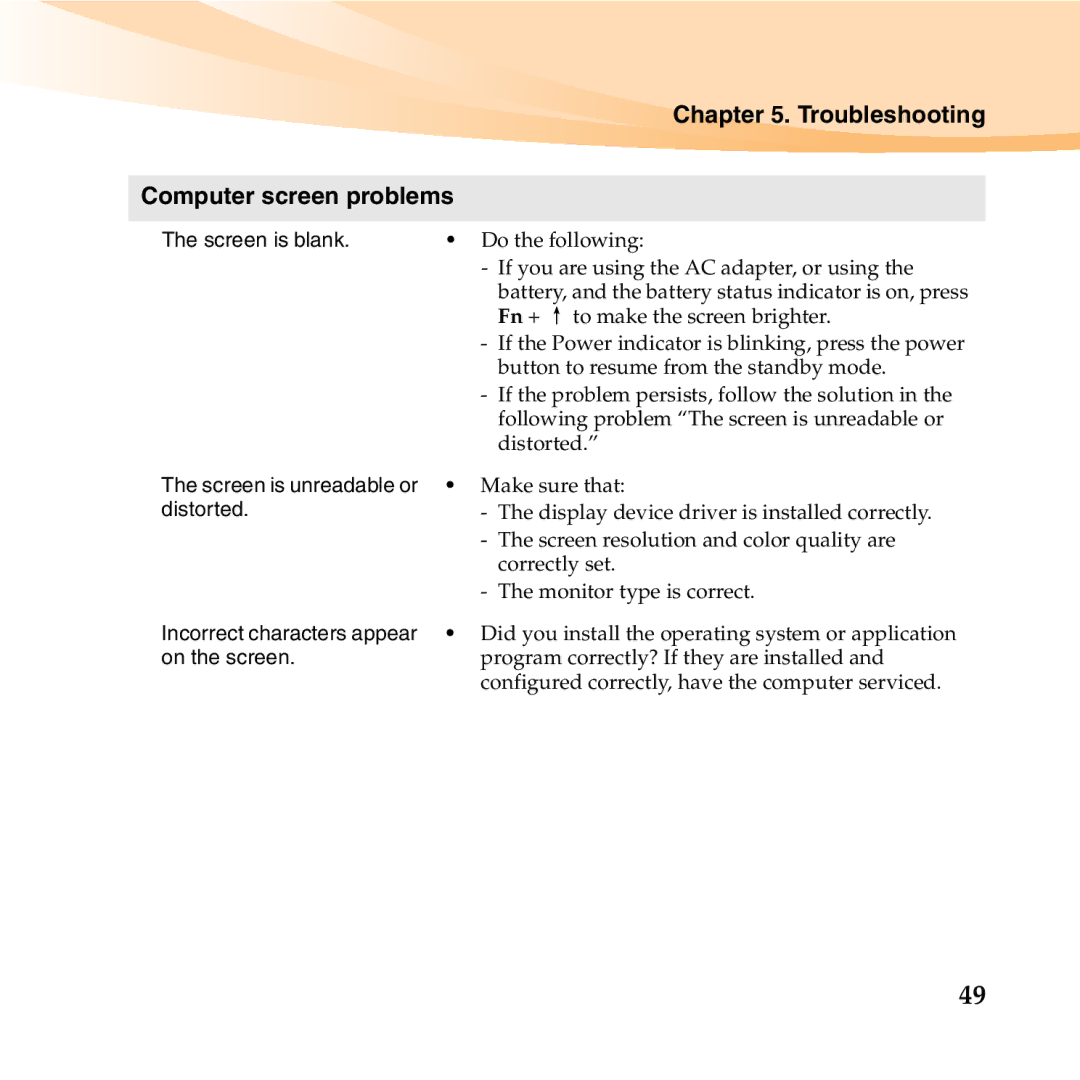 Lenovo S10-2 manual Troubleshooting Computer screen problems, Screen is blank 