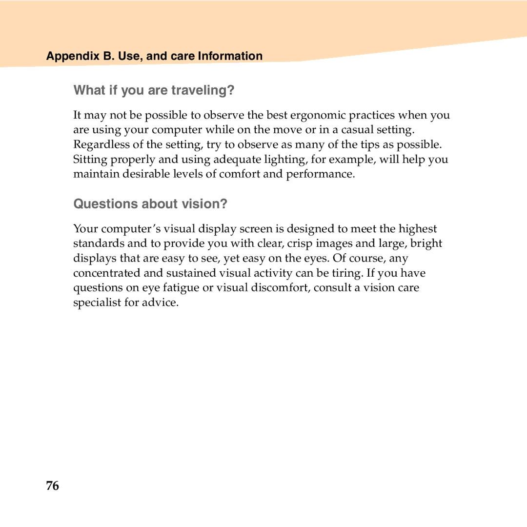 Lenovo S10-2 manual „ What if you are traveling?, „ Questions about vision? 