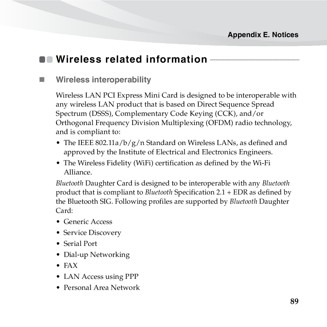 Lenovo S10-3S manual Wireless related information, „ Wireless interoperability 