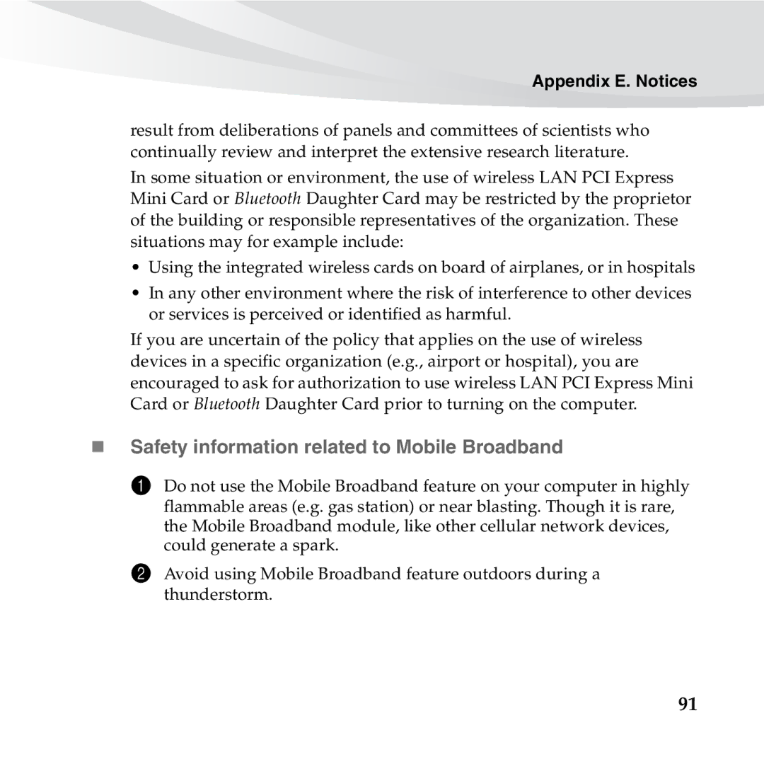 Lenovo S10-3S manual „ Safety information related to Mobile Broadband 