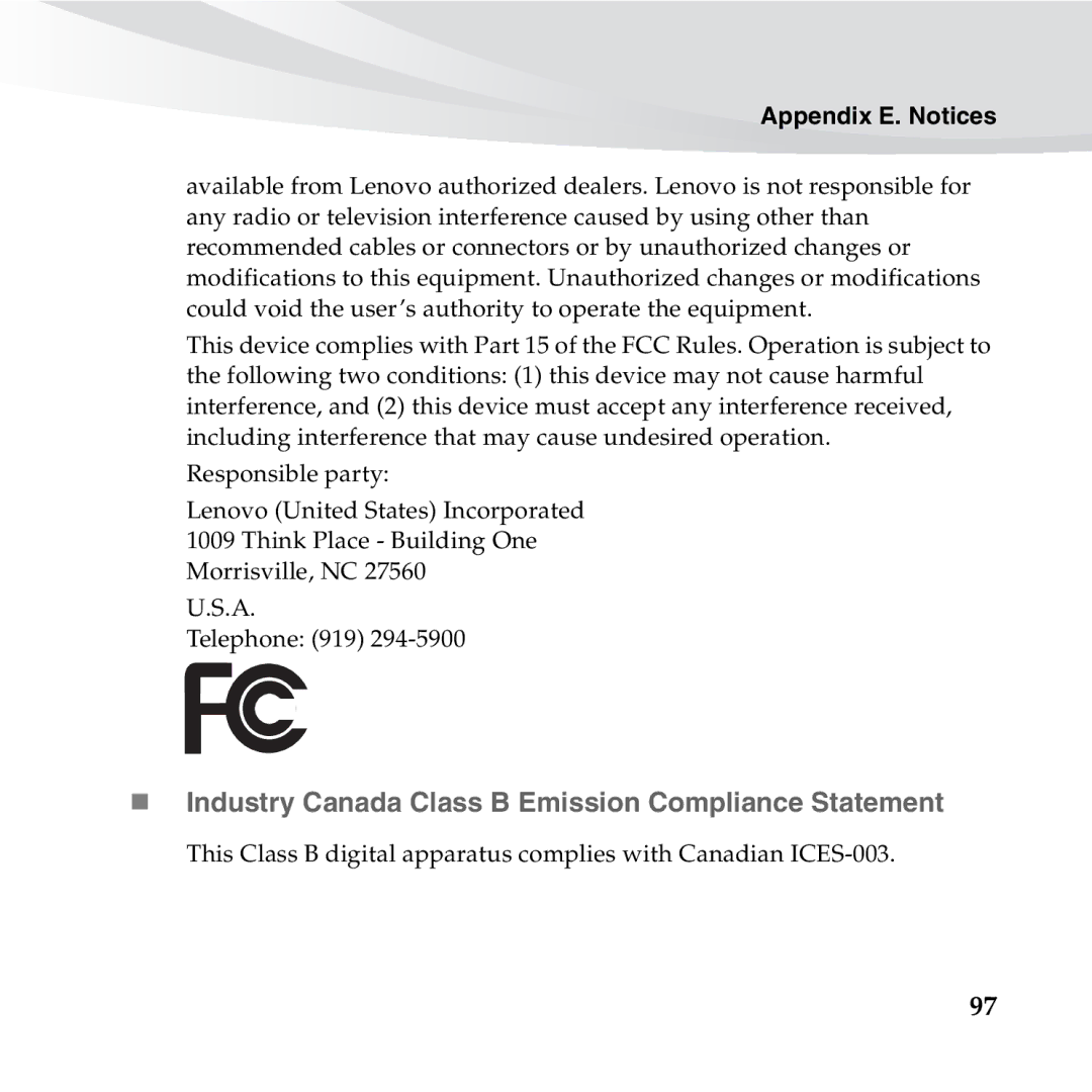 Lenovo S10-3S manual „ Industry Canada Class B Emission Compliance Statement 