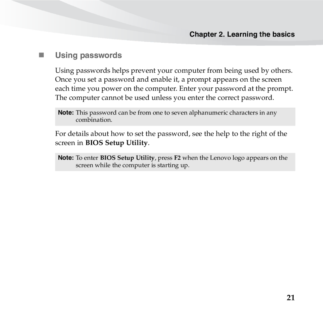 Lenovo S10-3S manual „ Using passwords 