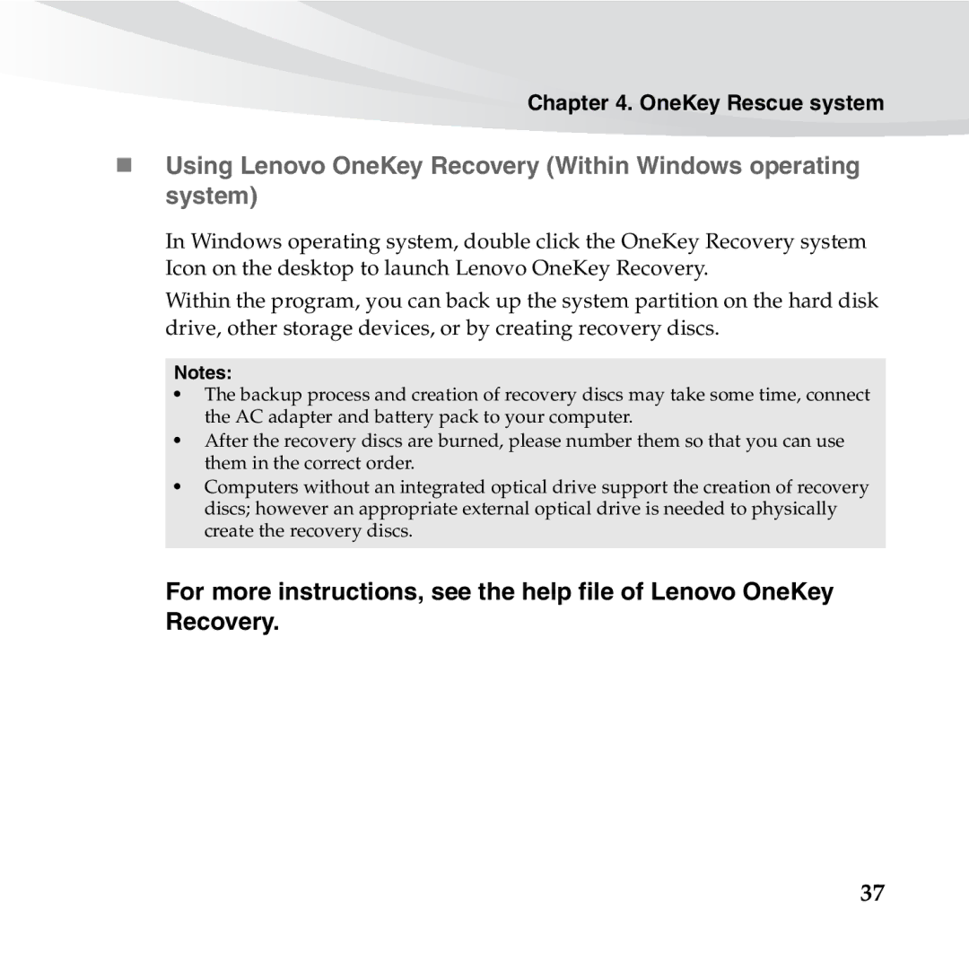 Lenovo S10-3S manual OneKey Rescue system 