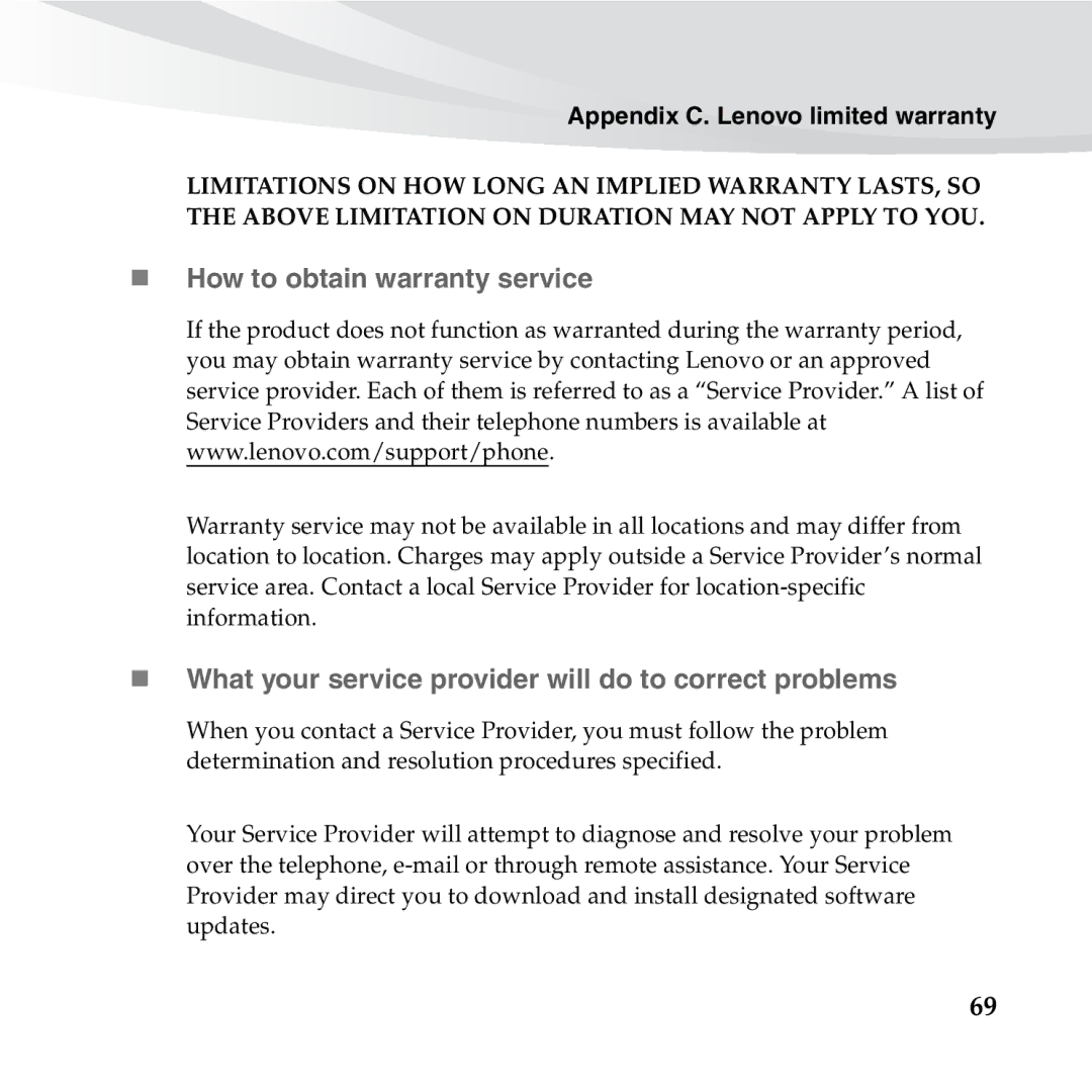 Lenovo S10-3S manual „ How to obtain warranty service, „ What your service provider will do to correct problems 