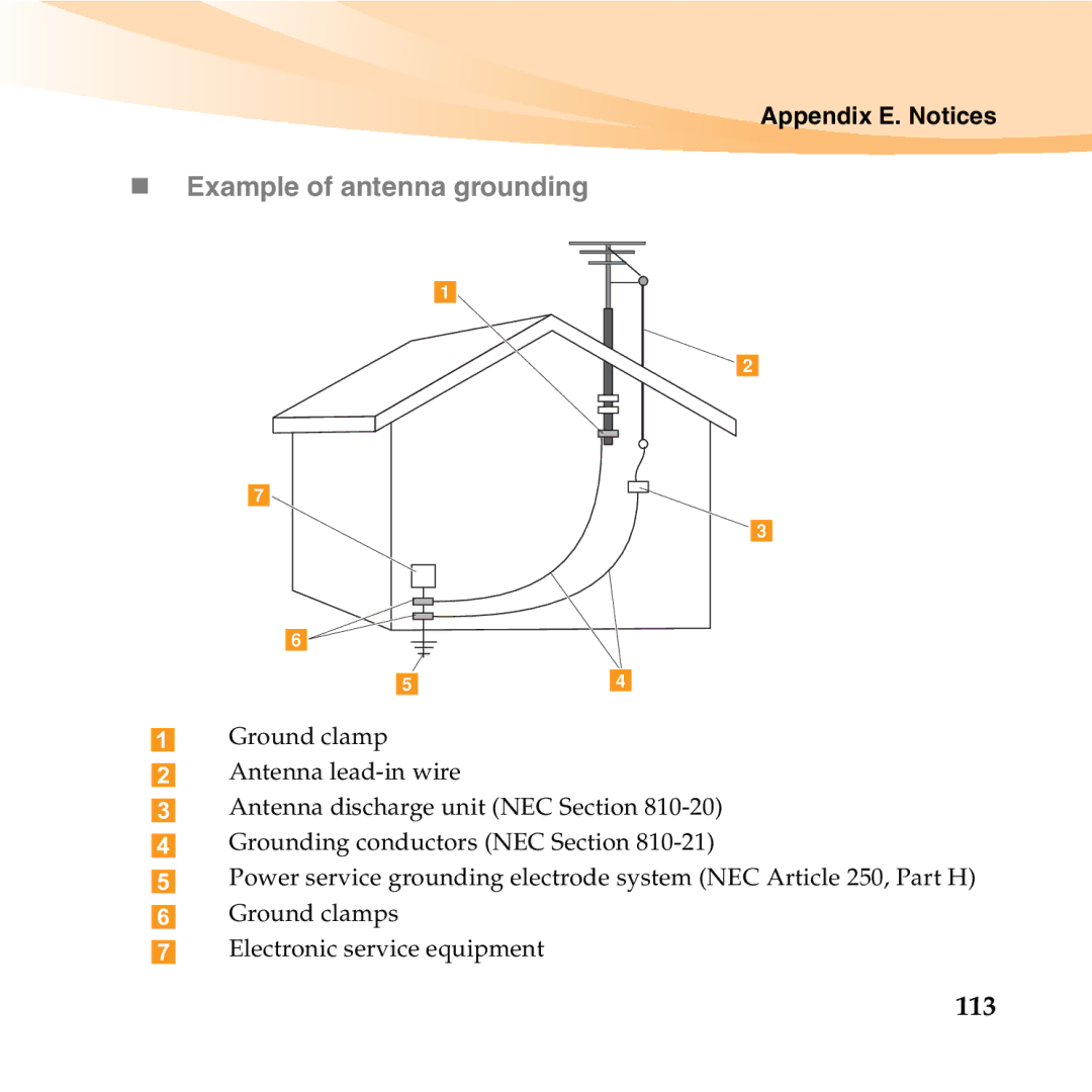 Lenovo S10-3T manual „ Example of antenna grounding, 113 