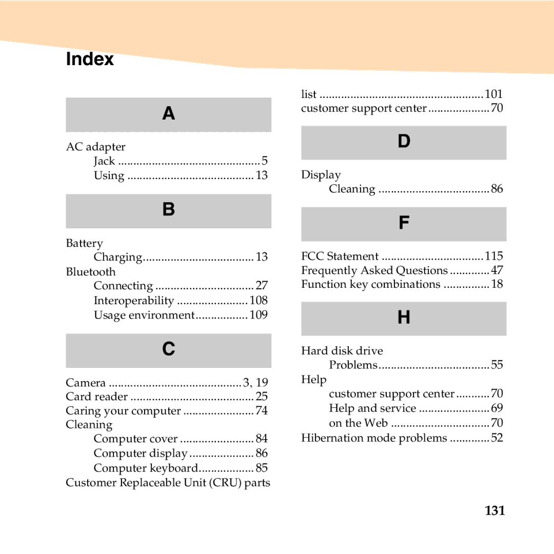 Lenovo S10-3T manual Index, 131 