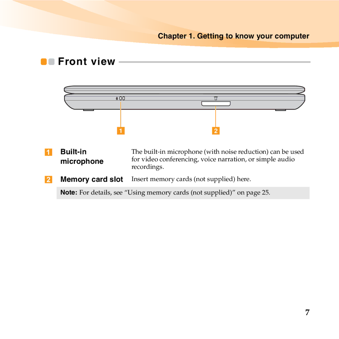 Lenovo S10-3T manual Memory card slot 