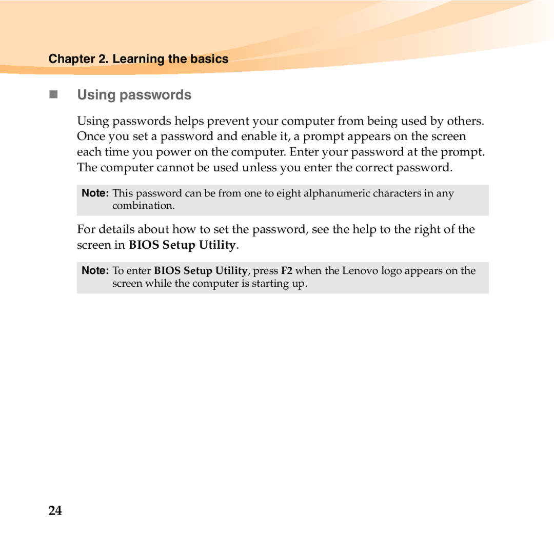 Lenovo S10-3T manual „ Using passwords 