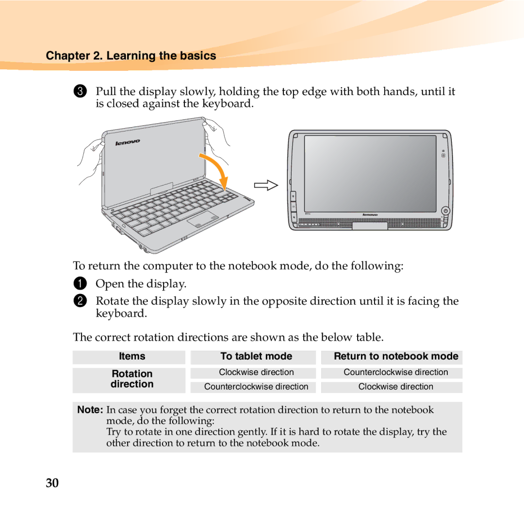 Lenovo S10-3T manual Items To tablet mode 